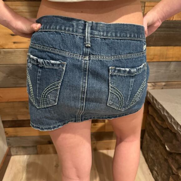 Hollister Y2K Retro 2000's Micro Mini Vintage Denim Skirt 7 Skater Fairy Grunge - Picture 8 of 16